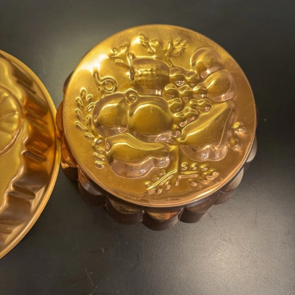 Vintage Copper Jello Mold Retro Kitchen Decor Pineapple Upside Down Cake & Fruit